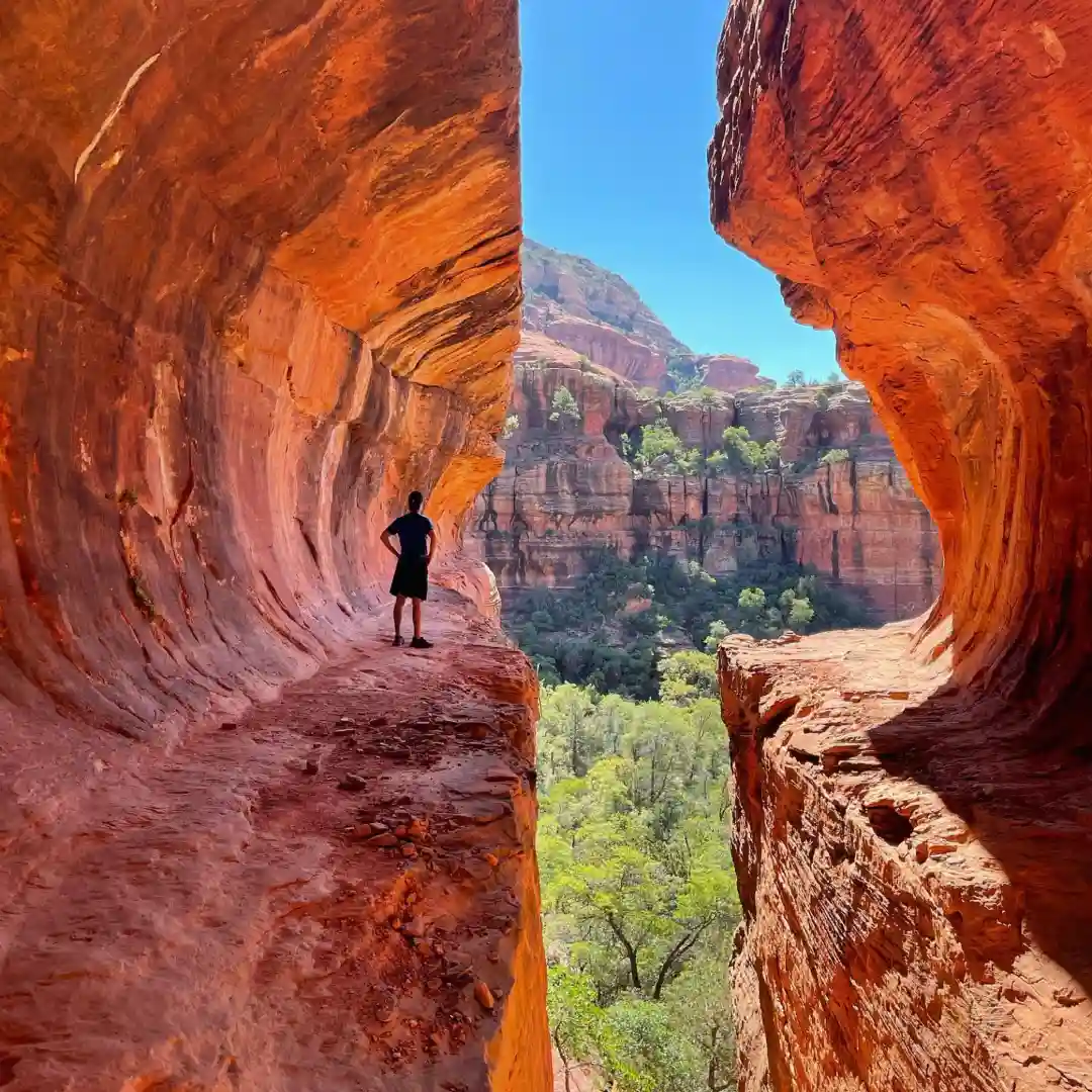Boynton Canyon is a popular hiking destination in Sedona, Arizona, known for its red rock scenery, sacred energy vortexes, and a trail that leads to a "Subway Cave". 